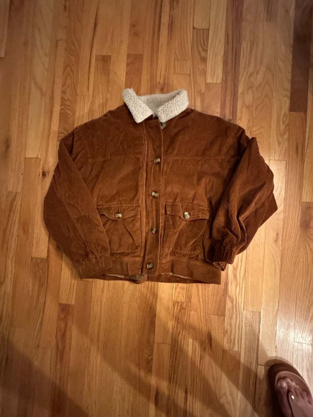 American Eagle Corduroy Jacket Size M Brown Sherpa Collar Bomber